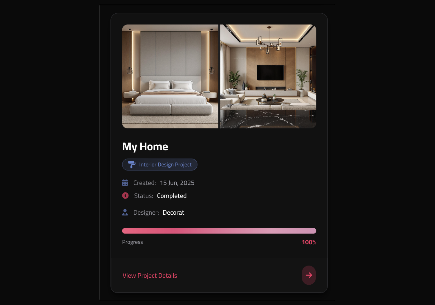Illustration of a user interface for creating a project and adding rooms
